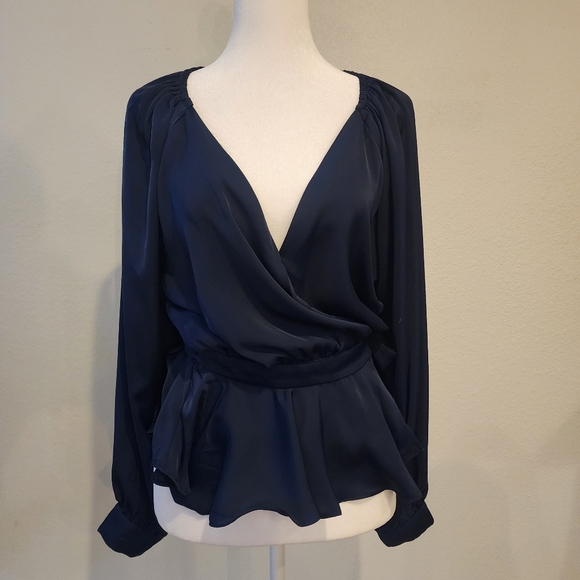Sugarlips Tops - NWT Gorgeous Sugarlips Satin Peplum Wrap Top